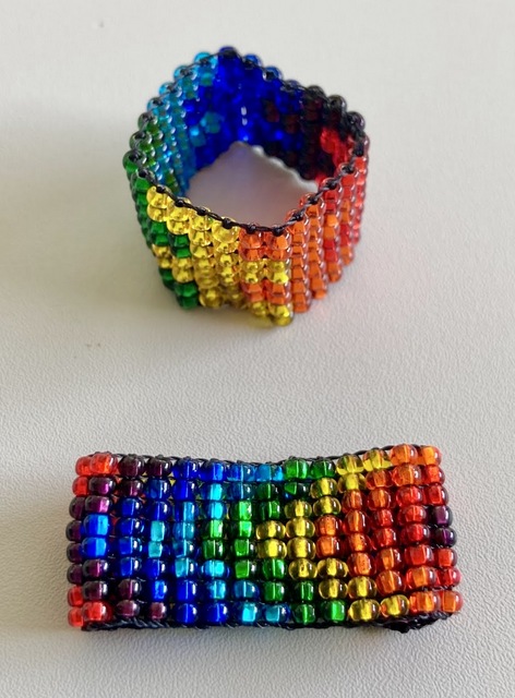 Beaded 8 Row Rainbow Ring rainbow