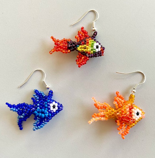 Beaded Fish Earrings 