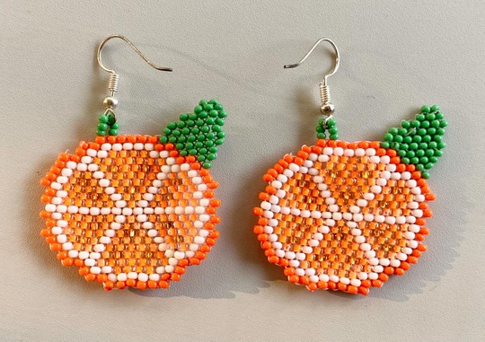 Beaded Orange Earrings 
