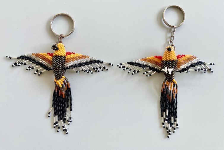 Beaded Red Tailed Hawk Keychain 