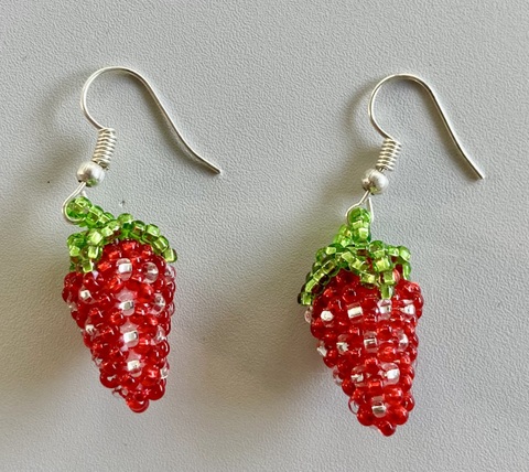 Beaded Strawberry Earrings 