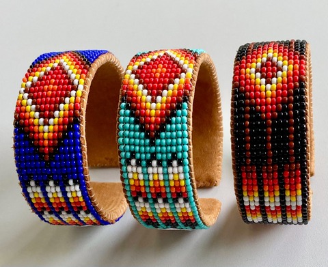 Leather Bead Cuff Native American Style Medium Native American Style