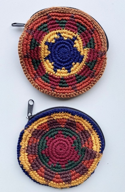 Round Crochet Coin Purse Earth Large 